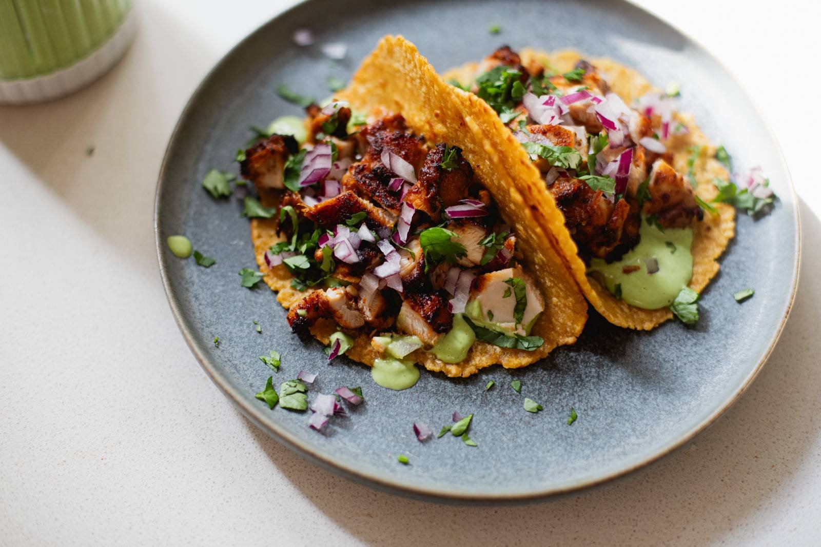 Ridiculously Good Chicken Tacos with Green Sauce